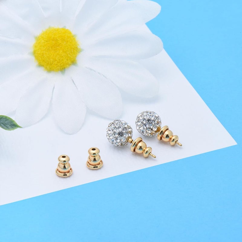 DSOMHZ Earring Backs Replacements,Bullet Earring Backs for Studs/Droopy Ears, Secure Locking Backings for Sensitive Ears, Hypoallergenic&Comfortable (Gold 6 PCS) - Image 5